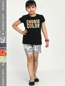IndiWeaves Girls Pack of 4 Printed High-Rise Shorts