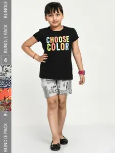IndiWeaves Girls Pack of 4 Printed High-Rise Shorts