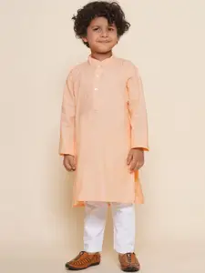 Sethukrishna Boys Mandarin Collar Long Sleeves Pure Cotton Kurta with Pyjamas