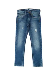 Pepe Jeans Boys Slim Fit Mildly Distressed Heavy Fade Stretchable Jeans