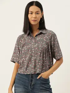 Slenor Women Classic Floral Printed Opaque Casual Shirt
