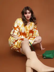 Vero Moda Floral Printed V-Neck A-Line Midi Dress