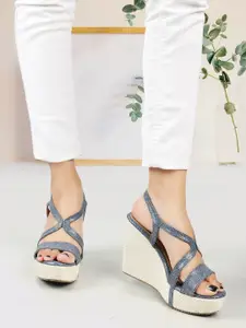 ICONICS Printed Open Toe Wedge Heels