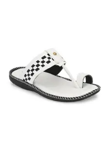 Azzaro Black Men Textured One Toe Comfort Sandals