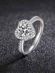 MYKI Silver-Plated & CZ-Studded Adjustable Finger Ring