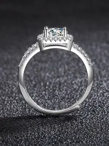 MYKI Silver-Plated & CZ-Studded Adjustable Finger Ring
