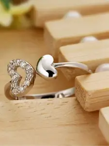 MYKI Silver-Plated & CZ-Studded Adjustable Finger Ring