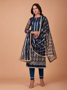 Ethnic Yard Embroidered Semi-Stitched Dress Material