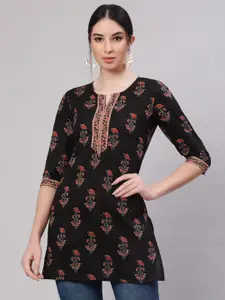 Nayo Floral Printed Pure Cotton A-line Kurti