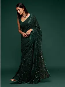 Trendmalls Sequinned Poly Georgette Saree