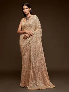 Trendmalls Sequinned Poly Georgette Saree