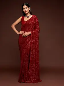 Trendmalls Sequinned Poly Georgette Saree