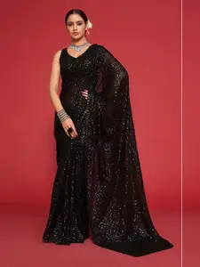 Trendmalls Sequinned Poly Georgette Saree