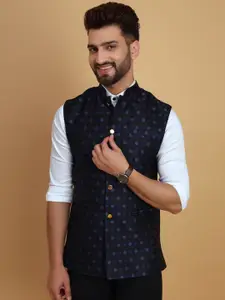 Vandnam Fabrics Slim fit Geometric Woven Design Nehru Jackets