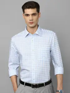 Louis Philippe Grid Tattersall Checked Spread Collar Pure Cotton Slim Fit Formal Shirt