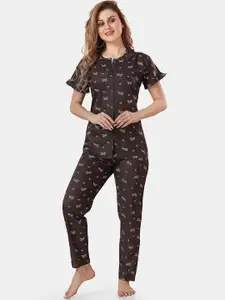 Be You Floral Printed Shirt And Pyjama Night Suit