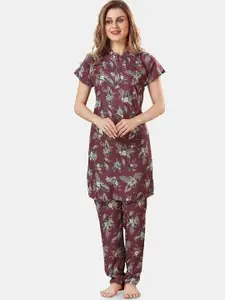 Be You Floral Printed Longline Night Suit