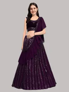 YOYO Fashion Embroidered Sequinned Semi-Stitched Lehenga & Unstitched Blouse With Dupatta