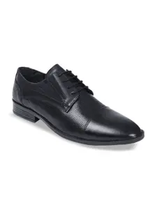 Zoom Shoes Men Textured Leather Pointed Toe Formal Derbys