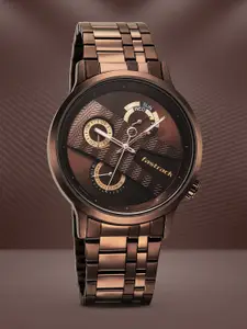 Fastrack Men Brass Skeleton Dial & Straps Analogue Watch 3301QM01