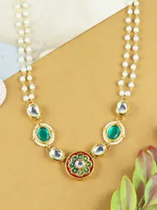 Asthetika Kids Girls Gold-Plated Meenakari Pearls Necklace