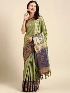 VILLAGIUS Ethnic Motifs Woven Design Zari Pure Silk Mysore Silk Saree