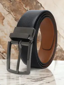 CRUSSET Men Textured Leather Reversible Formal Belt