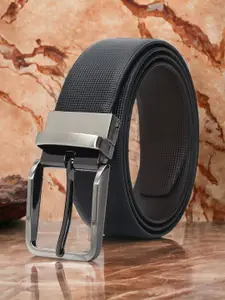 CRUSSET Men Textured Leather Reversible Formal Belt