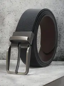 CRUSSET Men Textured Leather Reversible Formal Belt