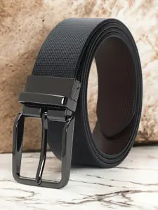CRUSSET Men Textured Leather Reversible Formal Belt
