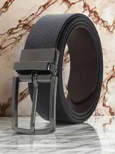 CRUSSET Men Textured Leather Reversible Formal Belt