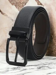 CRUSSET Men Textured Leather Reversible Formal Belt