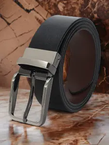 CRUSSET Men Textured Leather Reversible Formal Belt