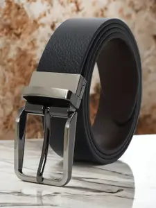 CRUSSET Men Textured Leather Reversible Formal Belt