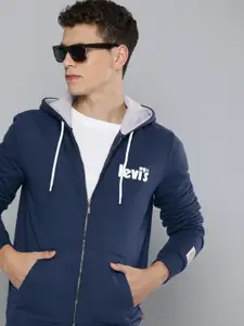 Levis Brand Logo Printed Front-Open Hooded Sweatshirt