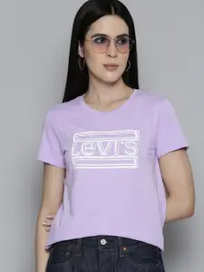 Levis Women Brand Logo Printed Pure Cotton T-shirt