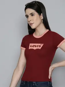 Levis Women Brand Logo Printed Slim Fit T-shirt