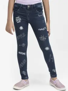 Crimsoune Club Girls Mid-Rise Skinny Fit Stretchable Jeans