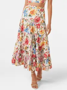 Forever New Floral Printed Pure Cotton Midi Tiered Skirt
