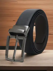 CRUSSET Men Textured Leather Reversible Formal Belt