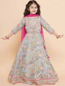 Bitiya by Bhama Girls Printed Ready to Wear Lehenga & Blouse With Dupatta