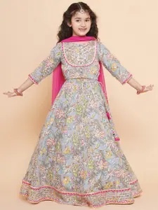 Bitiya by Bhama Girls Printed Ready to Wear Lehenga & Blouse With Dupatta