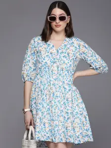 Allen Solly Woman Pure Cotton Floral Print Fit & Flare Mini Dress