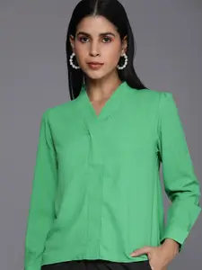 Allen Solly Woman Green & magnolia Shirt Style Top