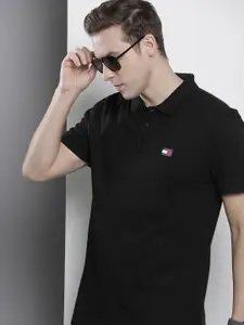 Tommy Hilfiger Pure Cotton Polo Collar Solid Casual T-shirt