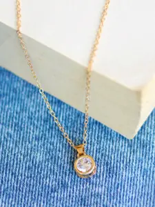 Ayesha Gold-Plated Stone Studded Pendant With Chain
