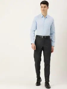 Peter England Slim Fit Self Design Checked Formal Shirt