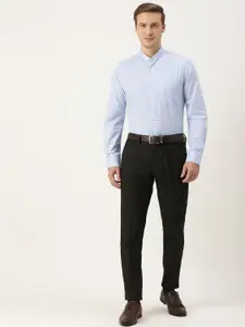 Peter England Slim Fit Self Design Checked Formal Shirt