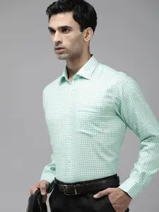 Van Heusen Pure Cotton Checks Textured Custom Fit Formal Shirt