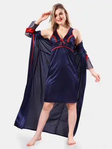 Be You Shoulder Strap Satin Maxi Nightdress With Robe